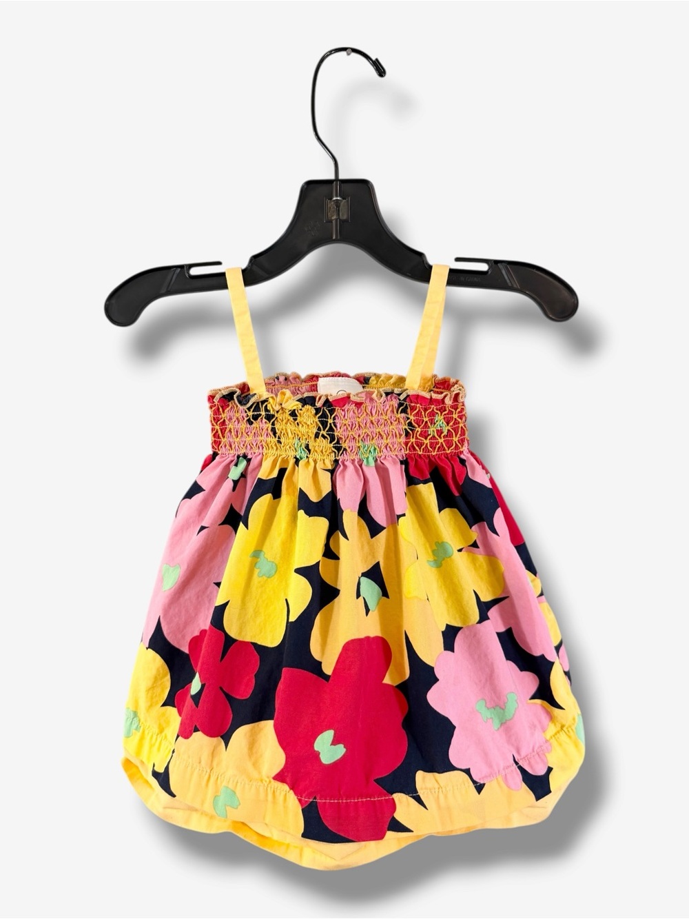 Hanna Andersson Baby Floral Smocked Sundress 60 3-6M Pink Yellow Red Print